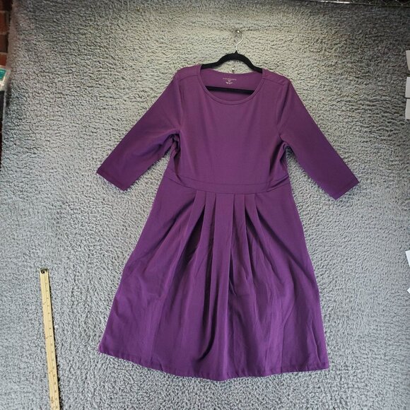 Appleseeds Dress Womens Large Purple Petite 3/4 Sleeve Polyester Blend - Picture 1 of 11